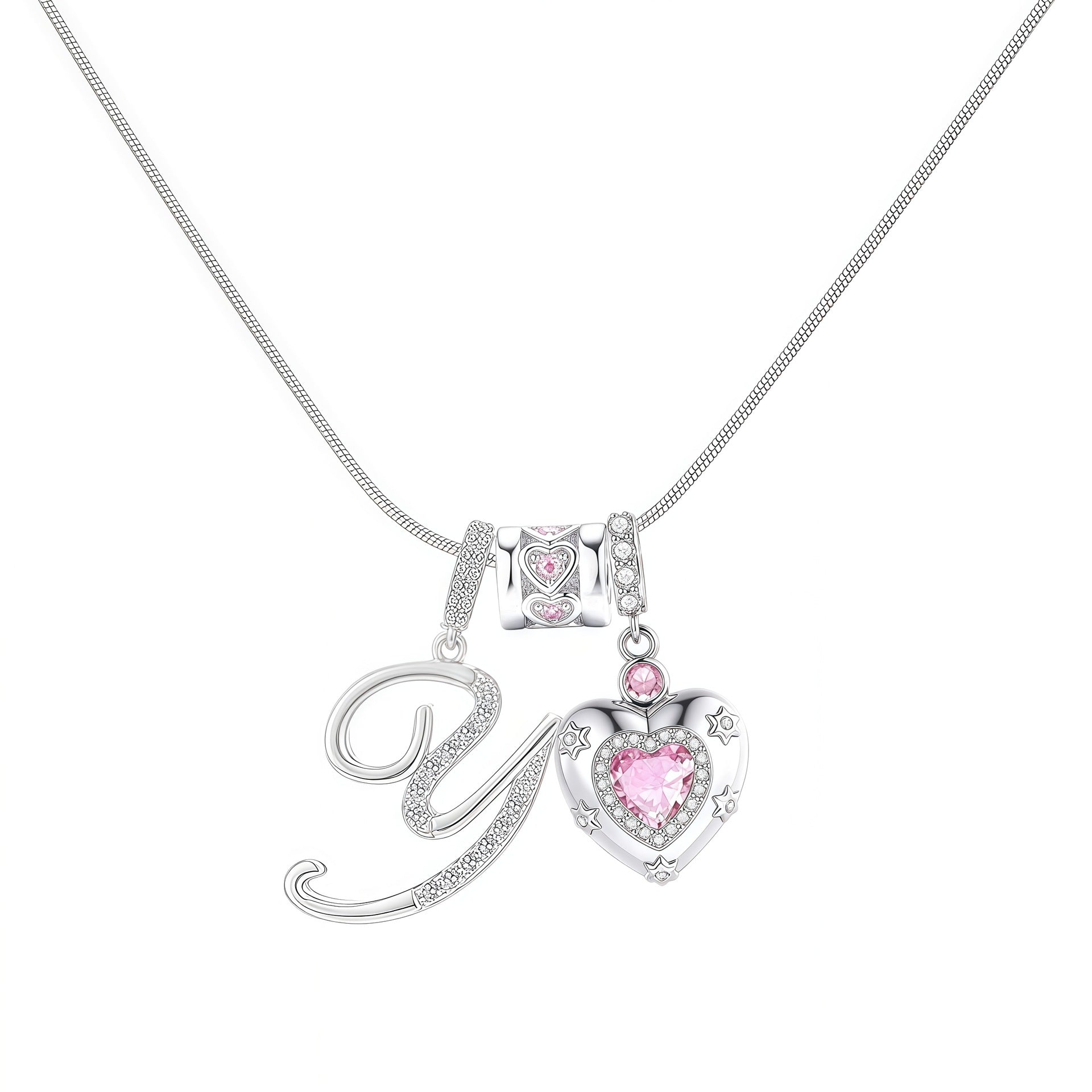 TK explosion Douyin Internet celebrity zircon love letter necklace full set of stainless steel chain high treasure color
