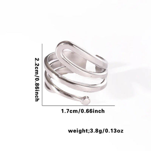 Fishtail high-end titanium steel ring fashion personality niche cross-border new palm plaid love non-fading ring