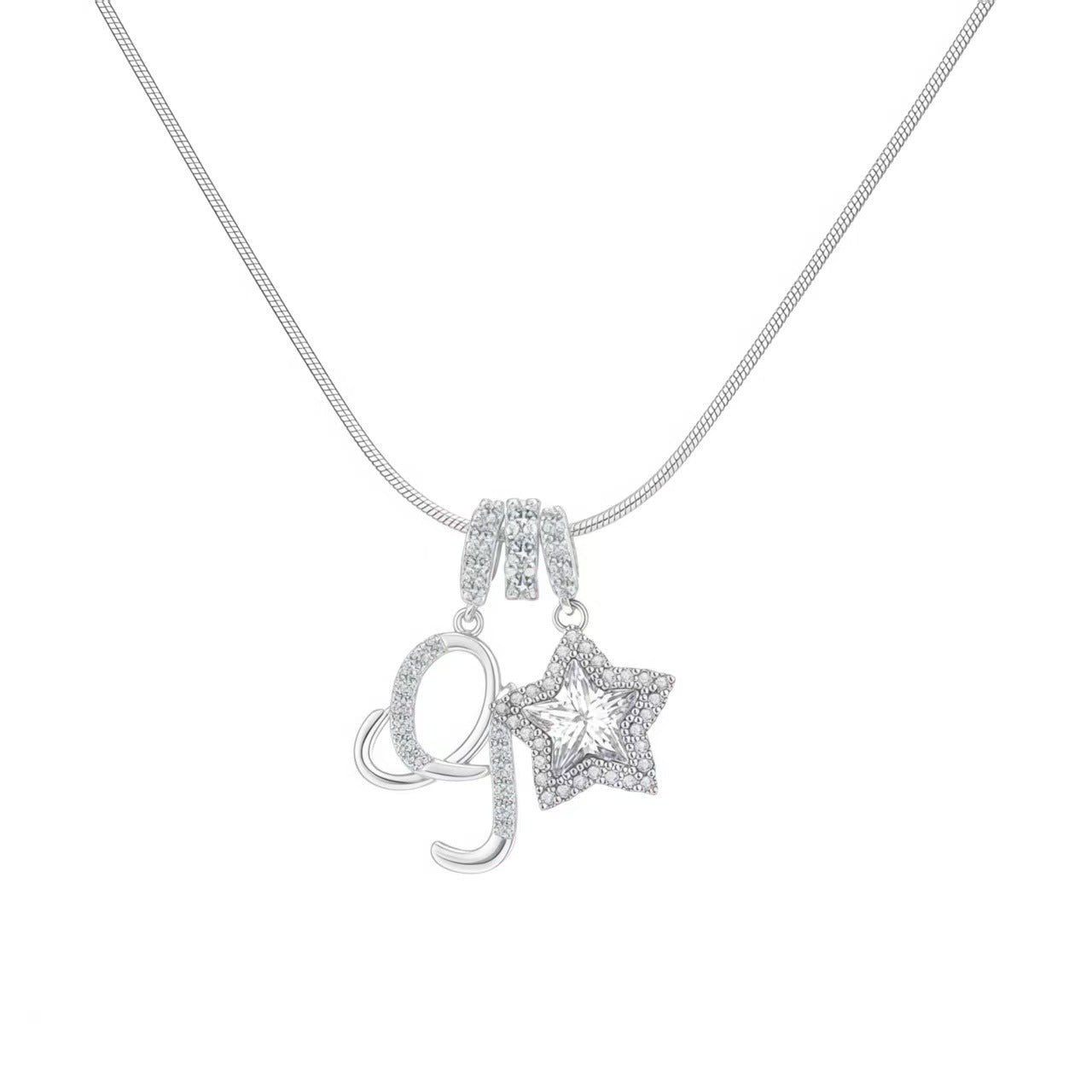 Douyin Explosive Dopamine 26 English Alphabet Snowflake Necklace Niche Premium Amazon Pinyin Jewelry Necklace