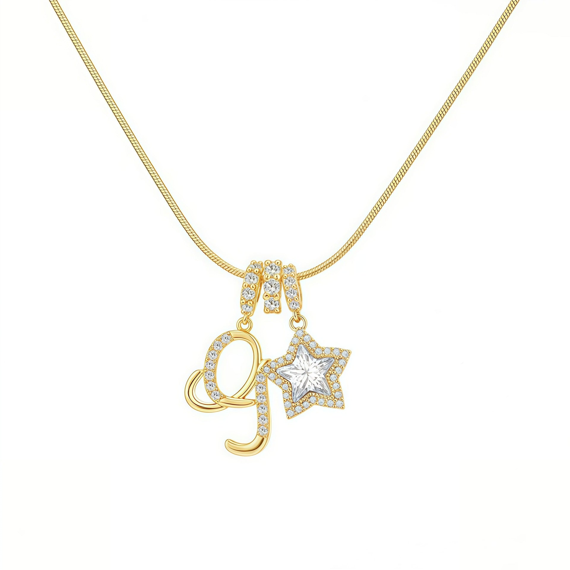 Douyin Explosive Dopamine 26 English Alphabet Snowflake Necklace Niche Premium Amazon Pinyin Jewelry Necklace