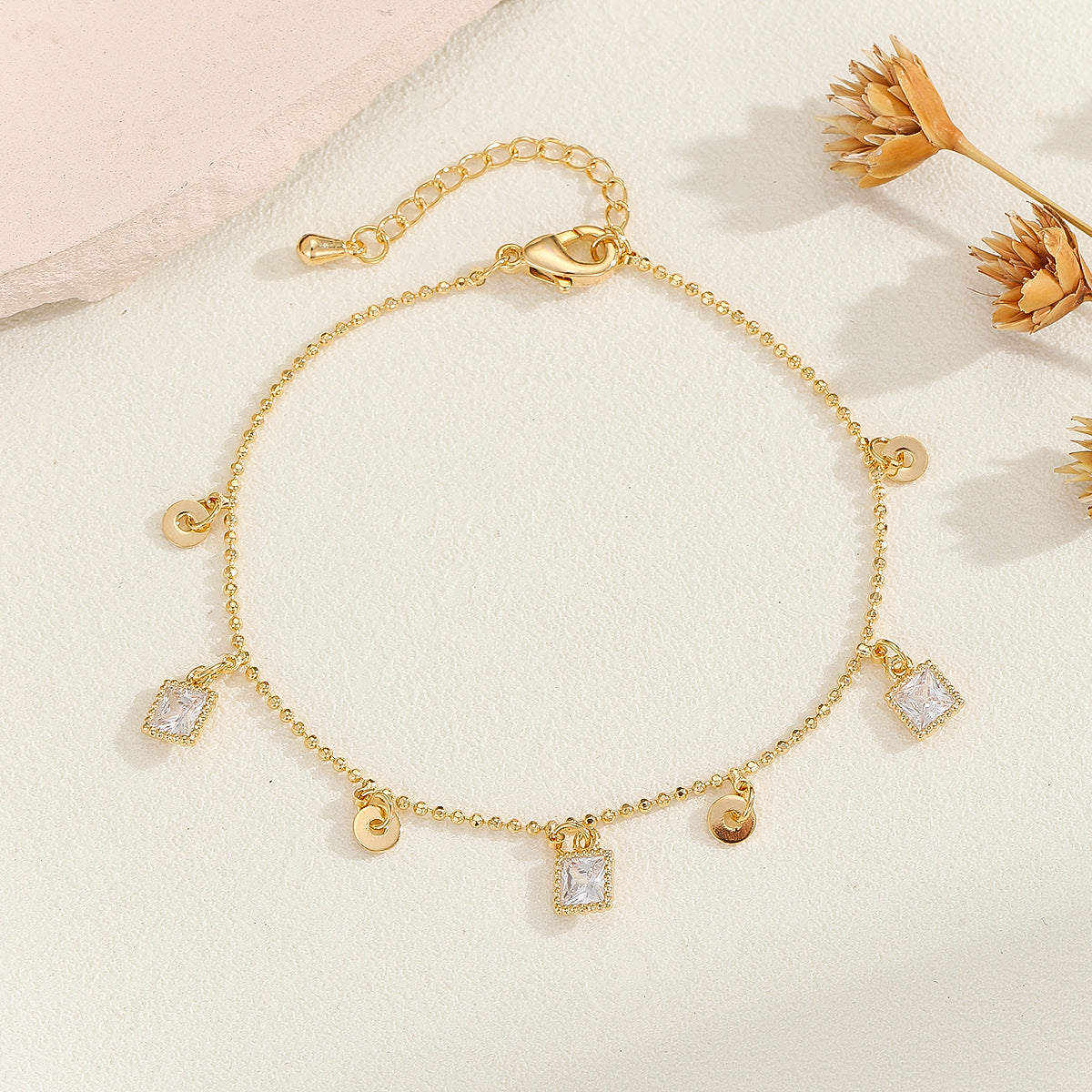 Cross-border explosive jewelry round love electroplating high-grade zircon gold-plated adjustable bracelet wholesale female