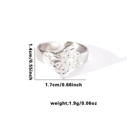 Fishtail high-end titanium steel ring fashion personality niche cross-border new palm plaid love non-fading ring