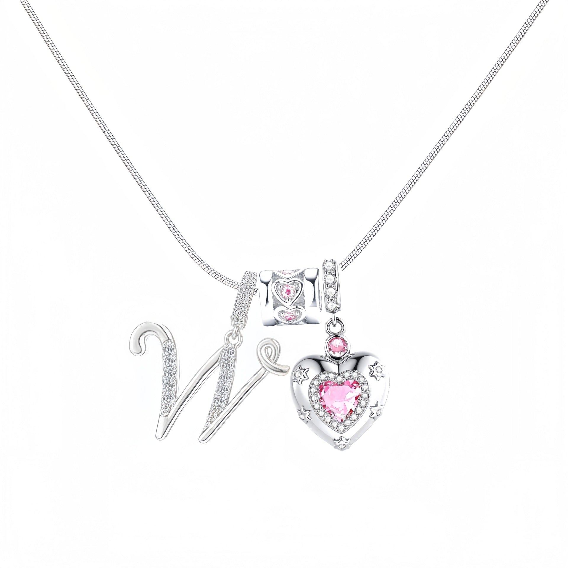 TK explosion Douyin Internet celebrity zircon love letter necklace full set of stainless steel chain high treasure color