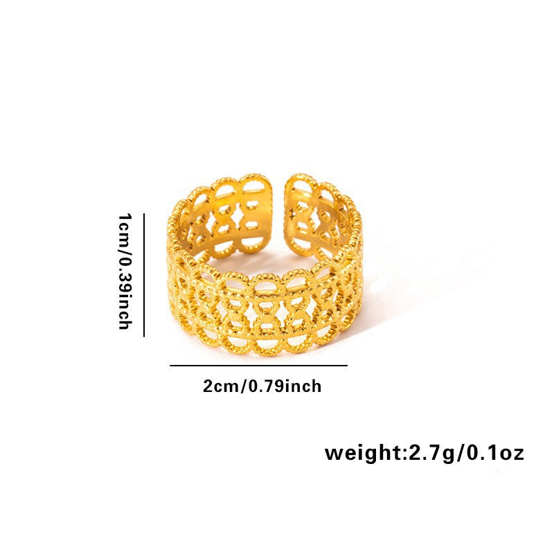 European and American fashion ins style simple titanium steel ring 18k gold-plated irregular geometric stainless steel women's jewelry hot-selling