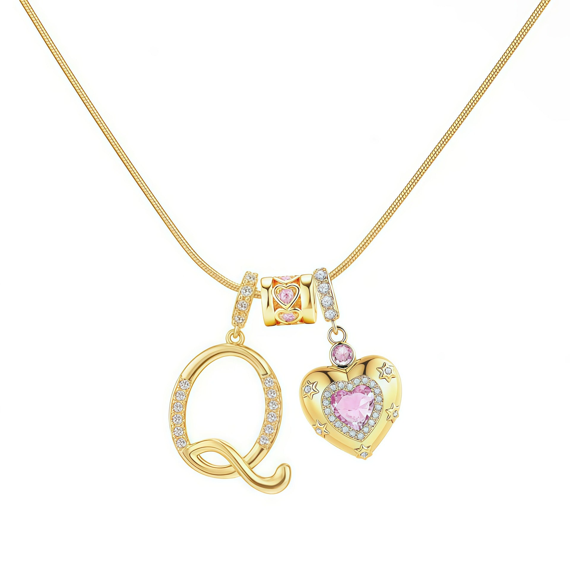 TK explosion Douyin Internet celebrity zircon love letter necklace full set of stainless steel chain high treasure color