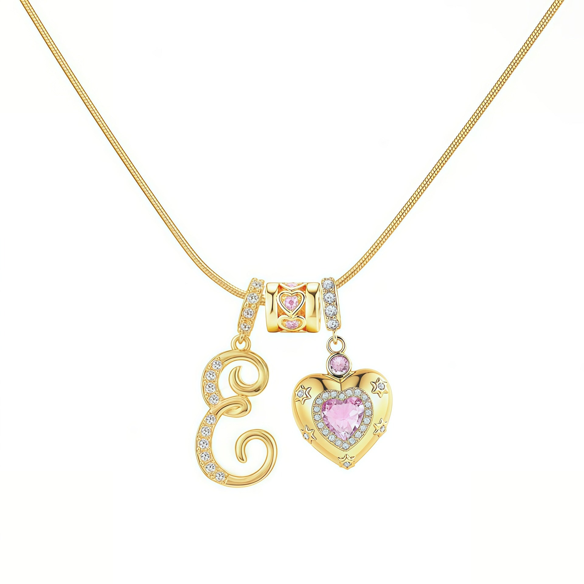TK explosion Douyin Internet celebrity zircon love letter necklace full set of stainless steel chain high treasure color