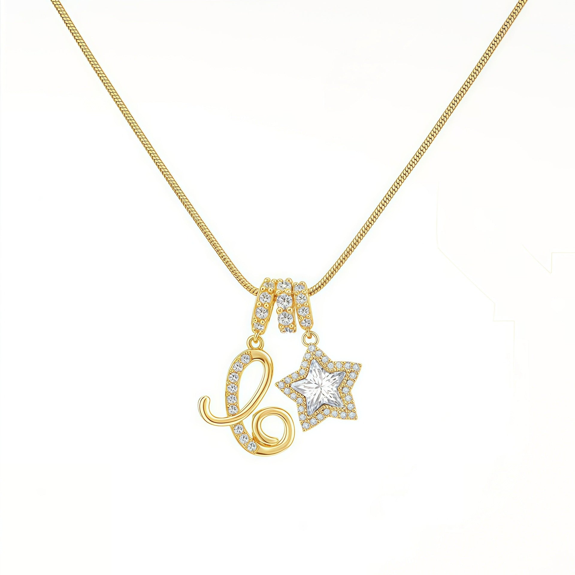 Douyin Explosive Dopamine 26 English Alphabet Snowflake Necklace Niche Premium Amazon Pinyin Jewelry Necklace