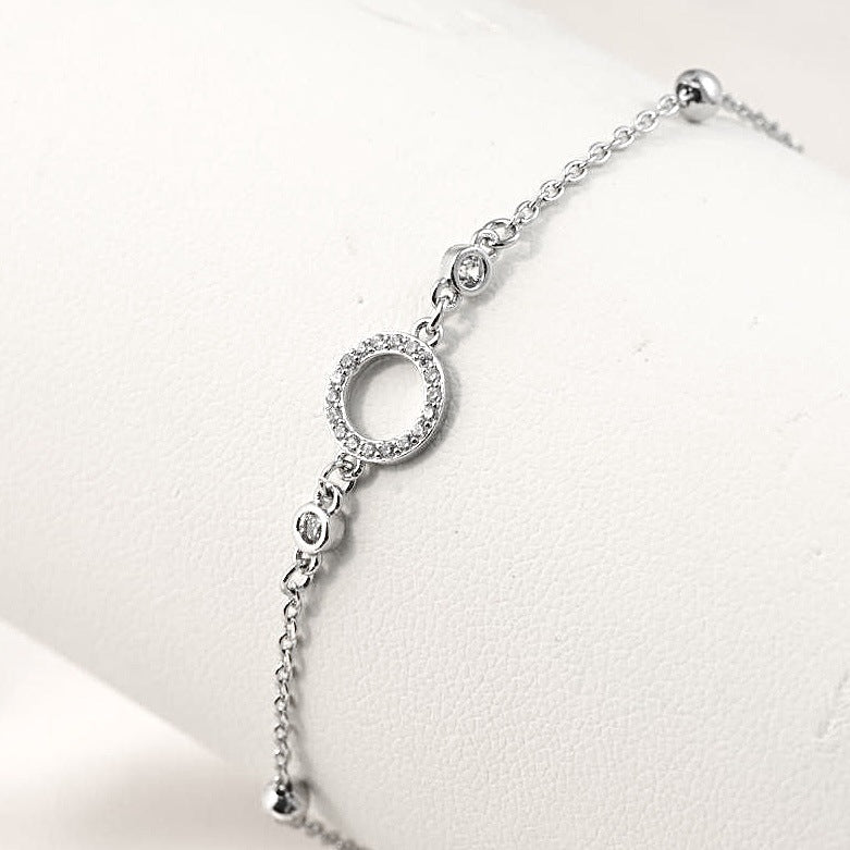 Cross-border explosive jewelry round love electroplating high-grade zircon gold-plated adjustable bracelet wholesale female