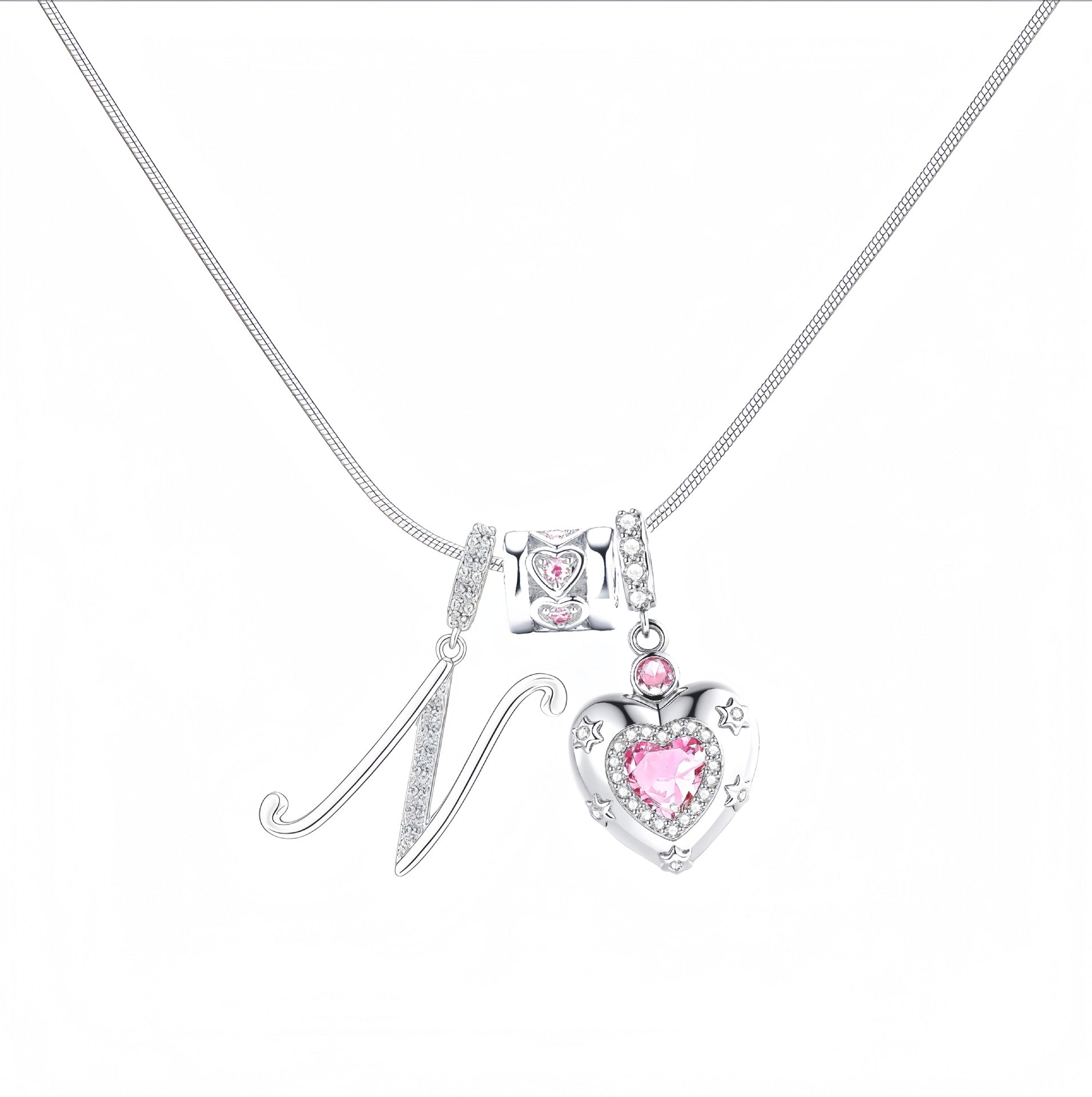 TK explosion Douyin Internet celebrity zircon love letter necklace full set of stainless steel chain high treasure color