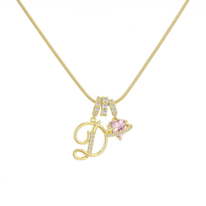 Cross-border explosion dopamine letter necklace alloy material stainless steel chain color retention high letter necklace full set
