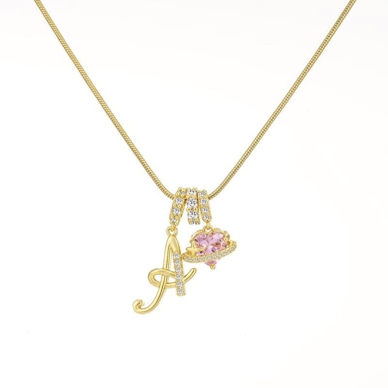 Cross-border explosion dopamine letter necklace alloy material stainless steel chain color retention high letter necklace full set