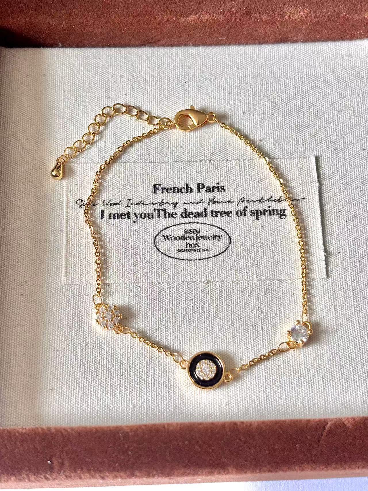Cross-border explosive jewelry round love electroplating high-grade zircon gold-plated adjustable bracelet wholesale female