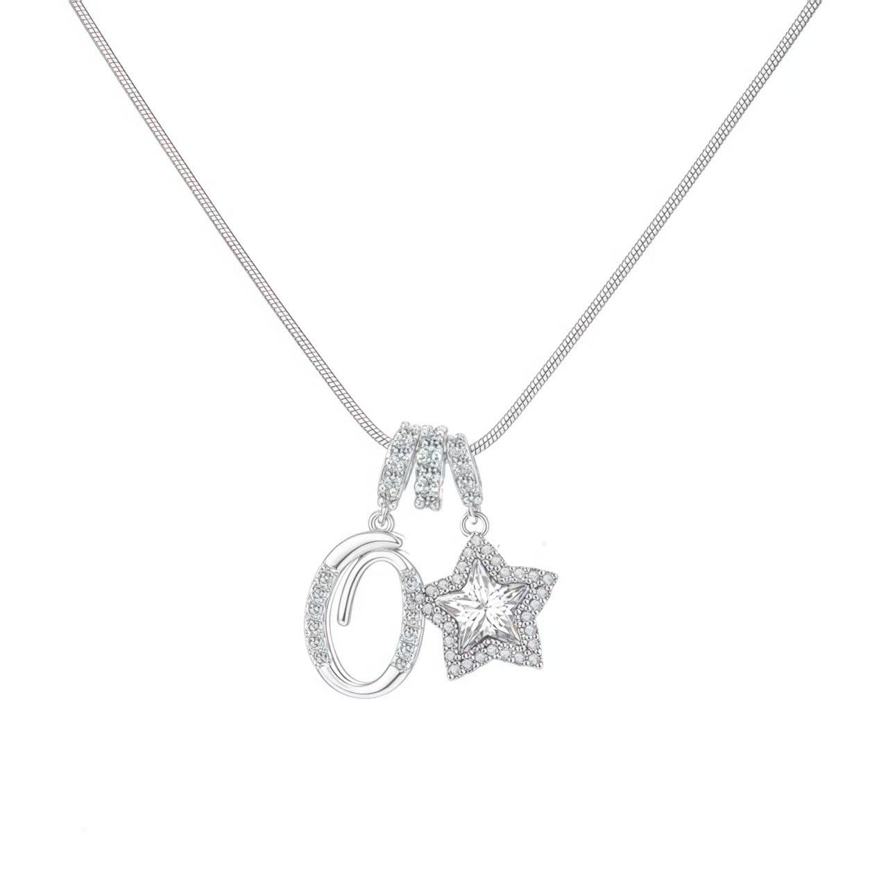 Douyin Explosive Dopamine 26 English Alphabet Snowflake Necklace Niche Premium Amazon Pinyin Jewelry Necklace