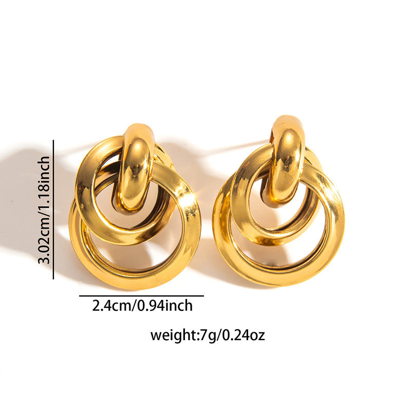 European and American retro titanium steel round stud earrings fashion niche geometric earrings light luxury high sense love earrings women's wholesale