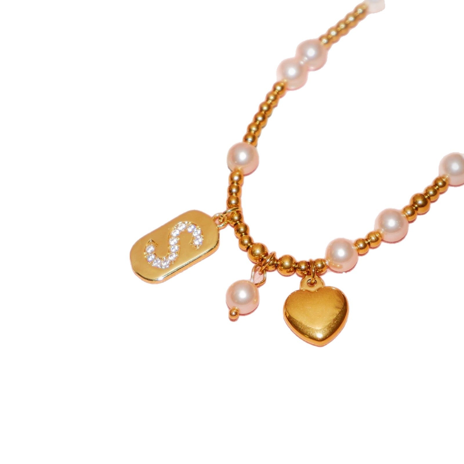 ins cross-border popular niche letter 26 letter necklace, Spice Girl autumn and winter caramel pearl letter limited necklace