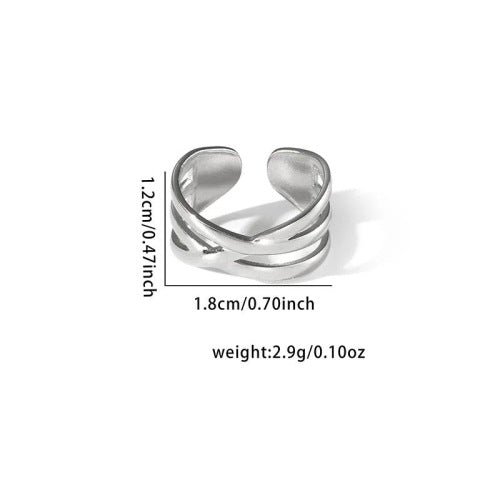 Fishtail high-end titanium steel ring fashion personality niche cross-border new palm plaid love non-fading ring