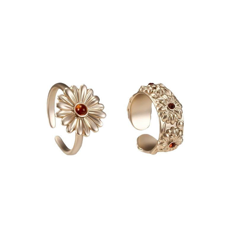 New Daisy series French retro ring with adjustable opening