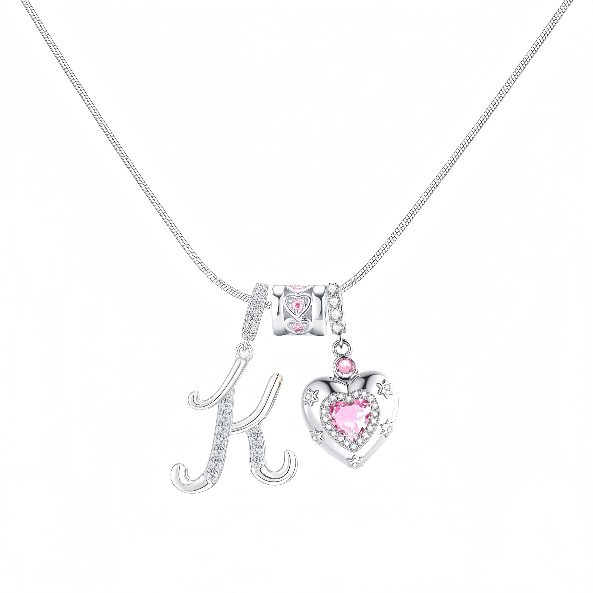 TK explosion Douyin Internet celebrity zircon love letter necklace full set of stainless steel chain high treasure color