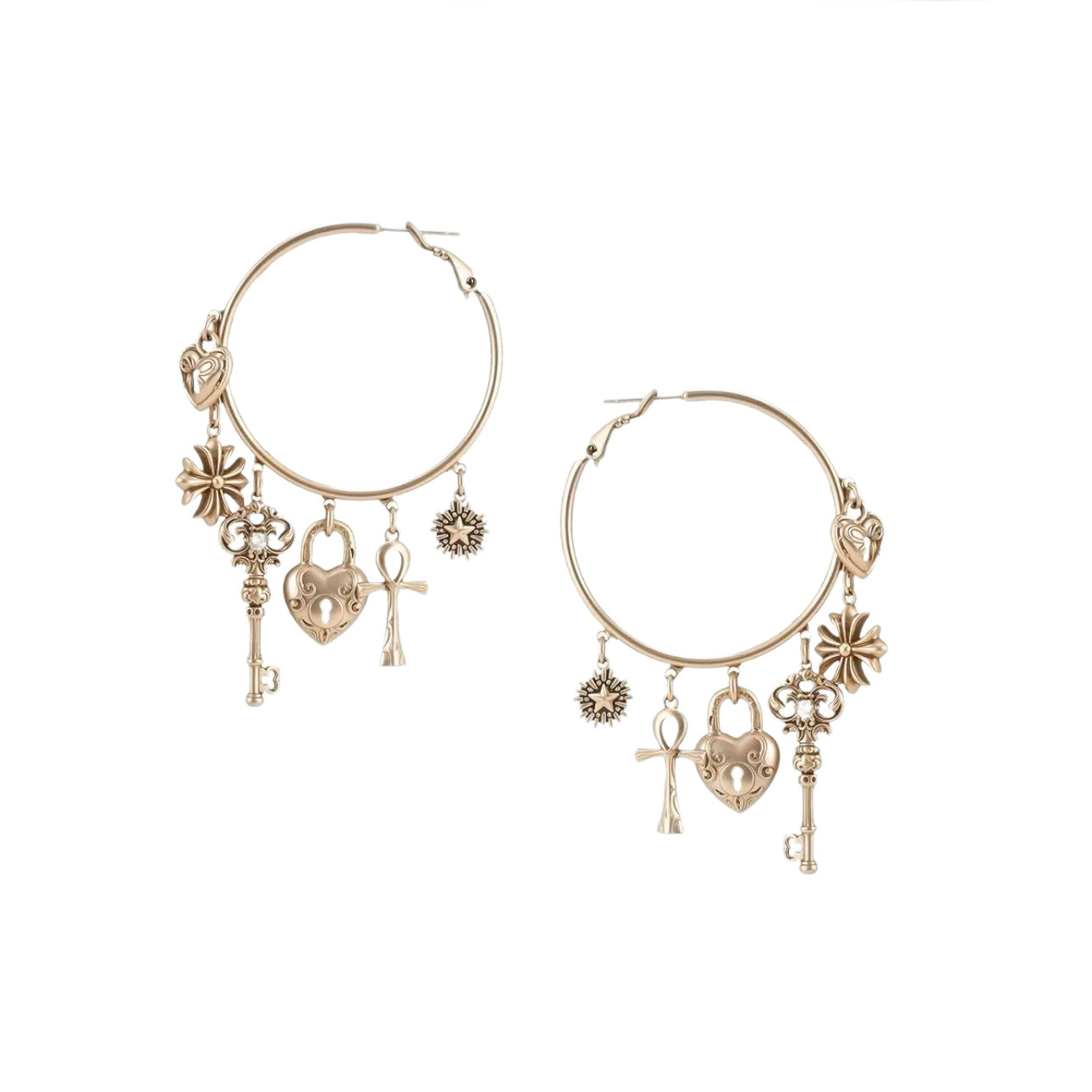 Love Lock Cylinder Series Autumn and Winter American Retro Wind Key Love Earrings Skinny Big Earrings Women