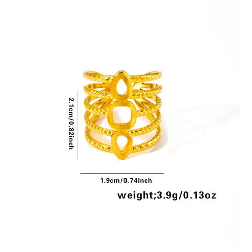 European and American fashion ins style simple titanium steel ring 18k gold-plated irregular geometric stainless steel women's jewelry hot-selling