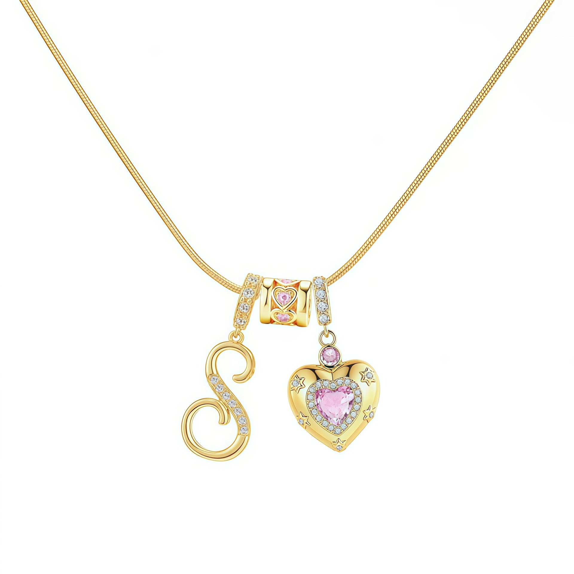 TK explosion Douyin Internet celebrity zircon love letter necklace full set of stainless steel chain high treasure color
