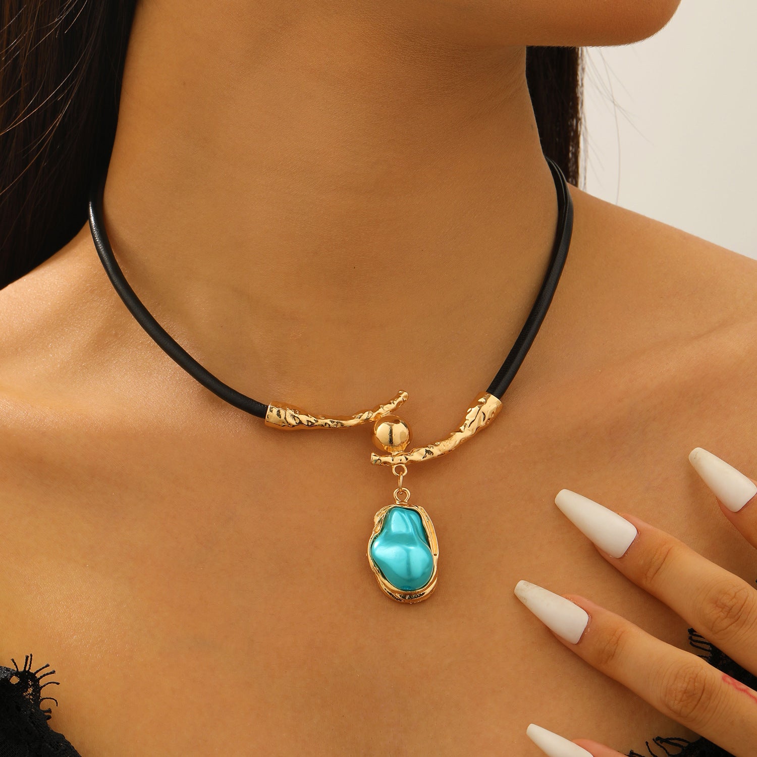 European and American cross-border baroque special-shaped pearl set jewelry women's high-end necklace earrings ring bracelet collar