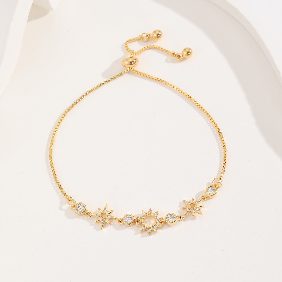 Cross-border explosive jewelry round love electroplating high-grade zircon gold-plated adjustable bracelet wholesale female
