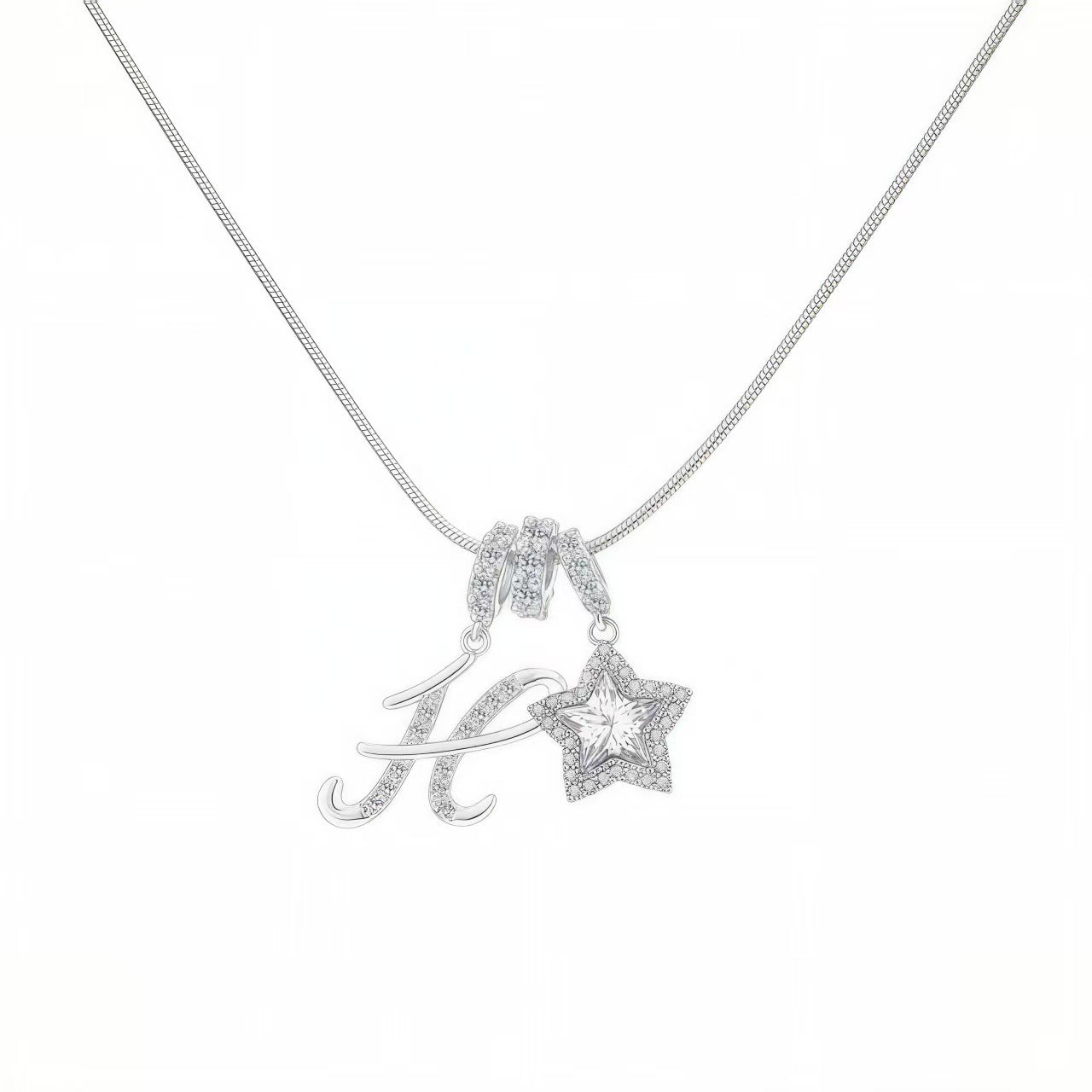 Douyin Explosive Dopamine 26 English Alphabet Snowflake Necklace Niche Premium Amazon Pinyin Jewelry Necklace