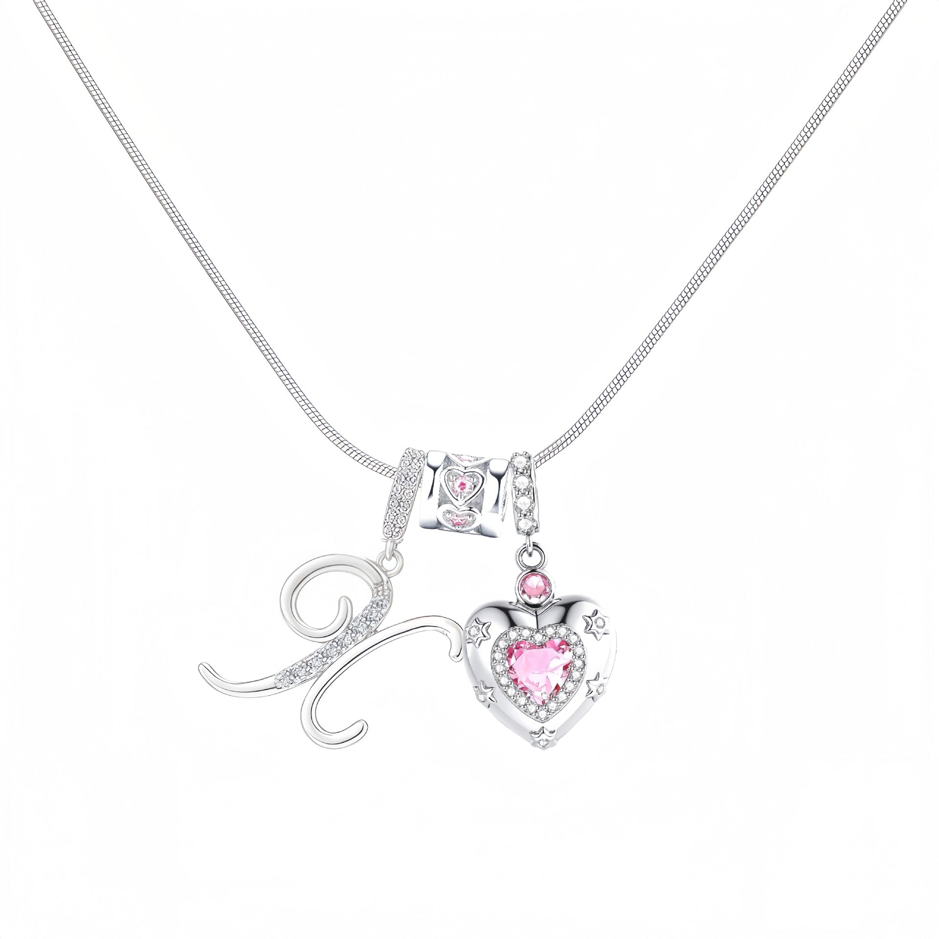 TK explosion Douyin Internet celebrity zircon love letter necklace full set of stainless steel chain high treasure color