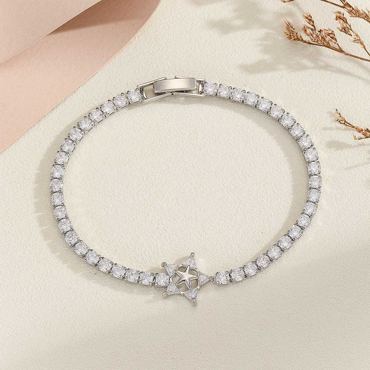 Cross-border explosive jewelry round love electroplating high-grade zircon gold-plated adjustable bracelet wholesale female