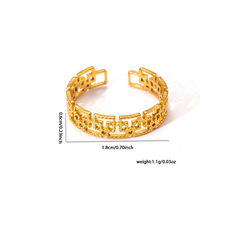 European and American fashion ins style simple titanium steel ring 18k gold-plated irregular geometric stainless steel women's jewelry hot-selling