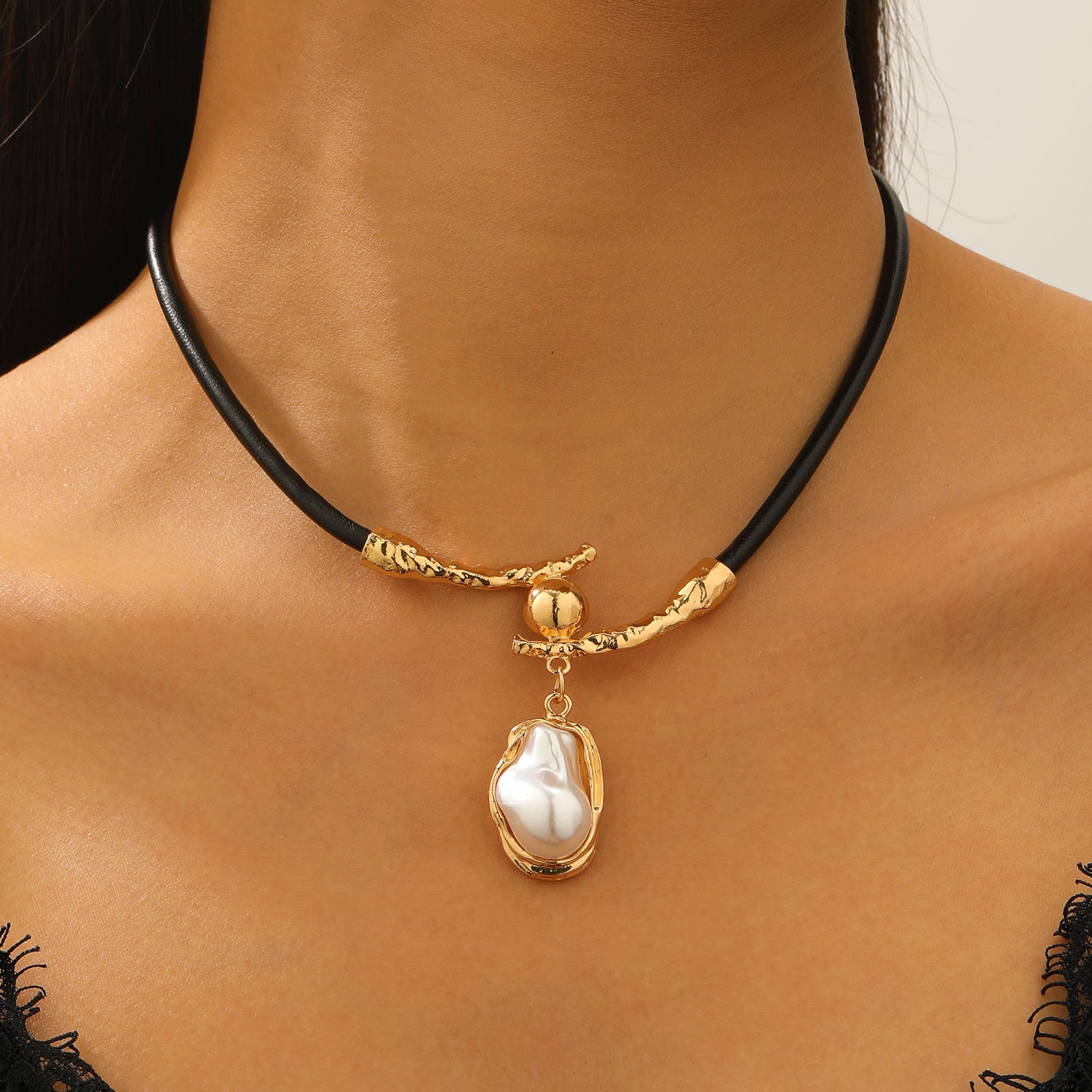 European and American cross-border baroque special-shaped pearl set jewelry women's high-end necklace earrings ring bracelet collar