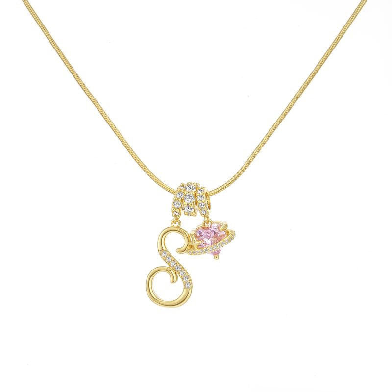 Cross-border explosion dopamine letter necklace alloy material stainless steel chain color retention high letter necklace full set