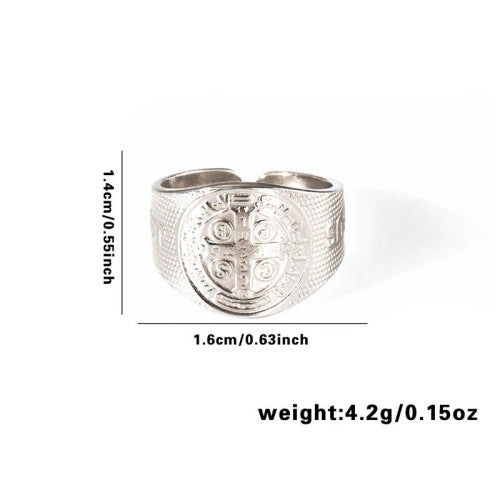 Fishtail high-end titanium steel ring fashion personality niche cross-border new palm plaid love non-fading ring