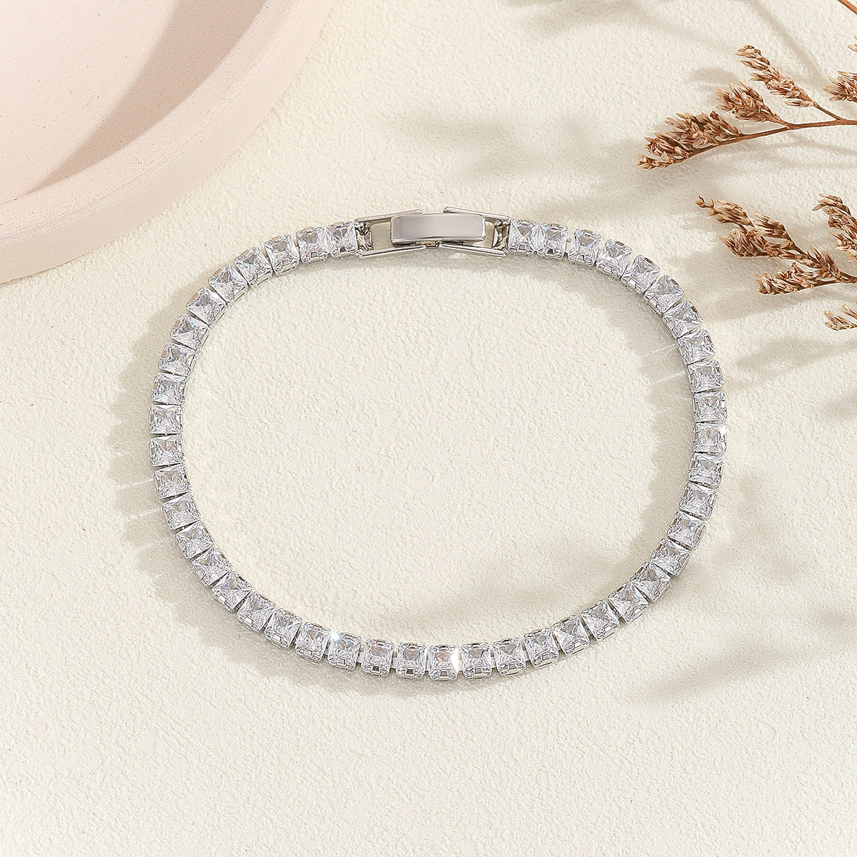 Cross-border explosive jewelry round love electroplating high-grade zircon gold-plated adjustable bracelet wholesale female