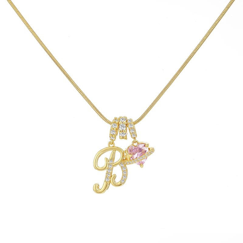 Cross-border explosion dopamine letter necklace alloy material stainless steel chain color retention high letter necklace full set