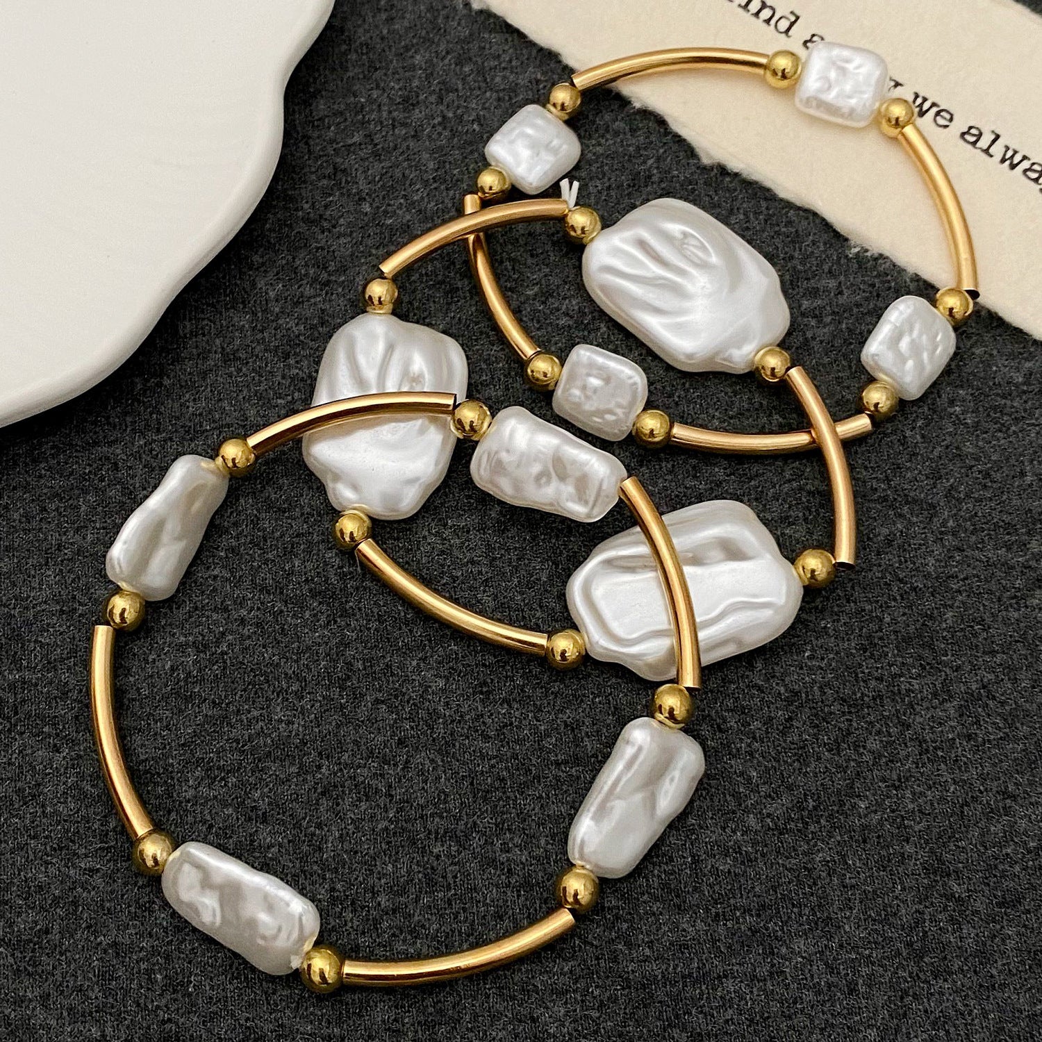 European and American cross-border baroque special-shaped pearl set jewelry women's high-end necklace earrings ring bracelet collar