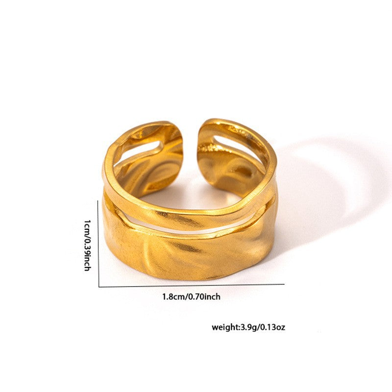 European and American fashion ins style simple titanium steel ring 18k gold-plated irregular geometric stainless steel women's jewelry hot-selling