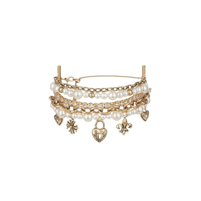 New Love Lock Cylinder Series Pearl Love Pendant Bracelet Multi-layer Stacked Wearing Bracelet