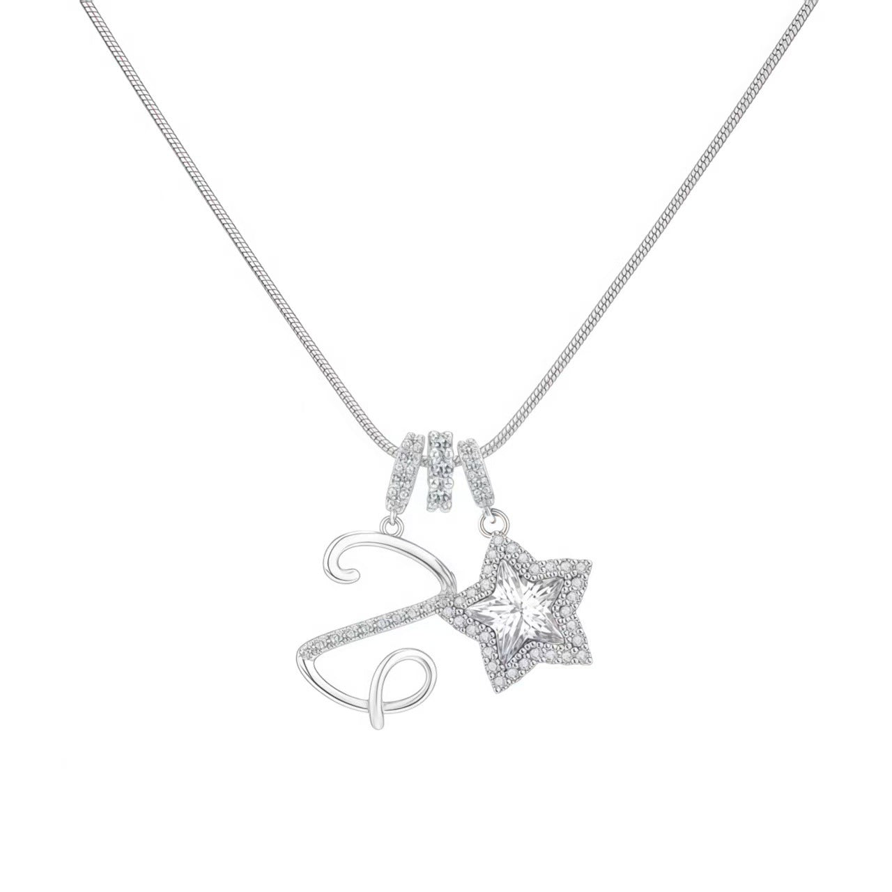 Douyin Explosive Dopamine 26 English Alphabet Snowflake Necklace Niche Premium Amazon Pinyin Jewelry Necklace