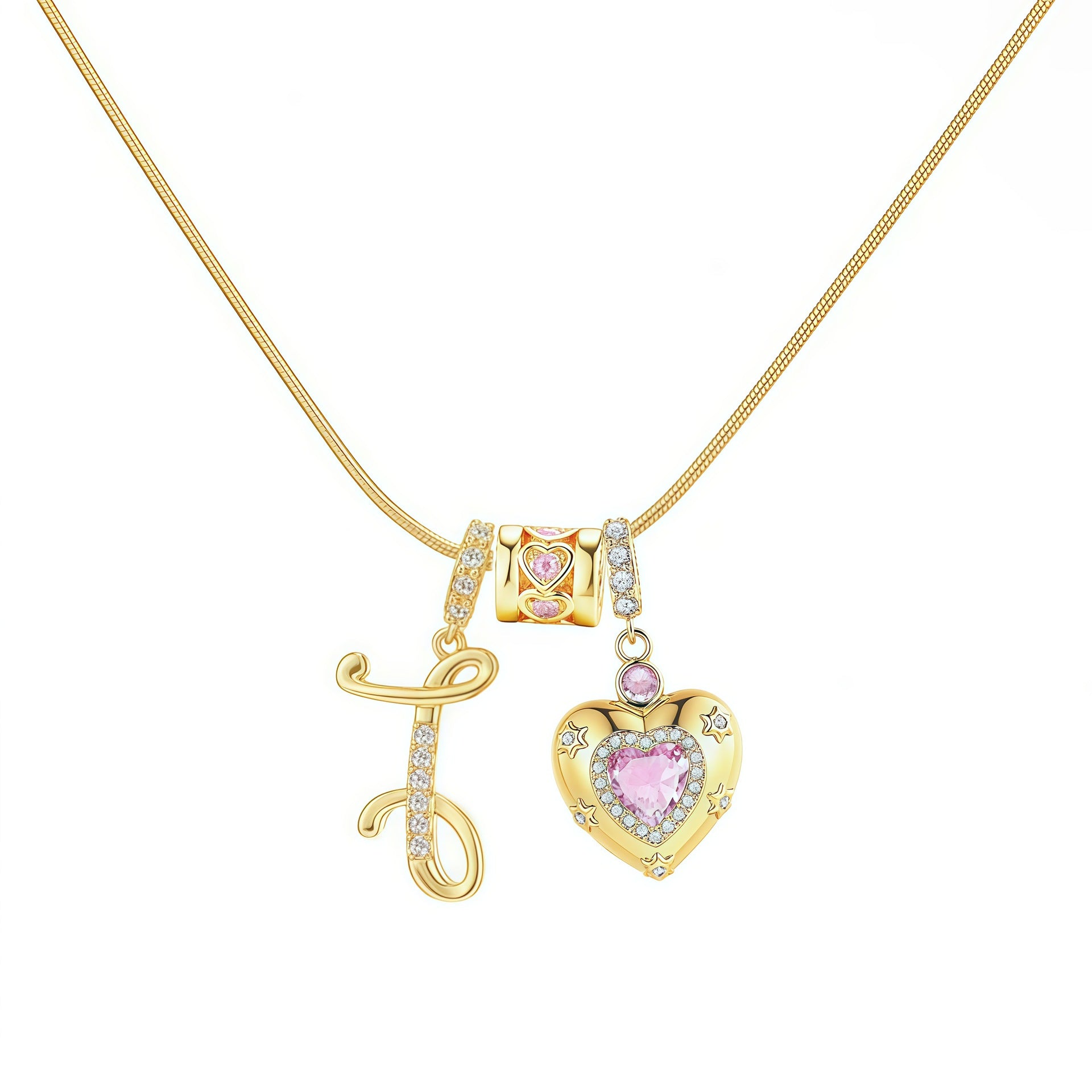 TK explosion Douyin Internet celebrity zircon love letter necklace full set of stainless steel chain high treasure color