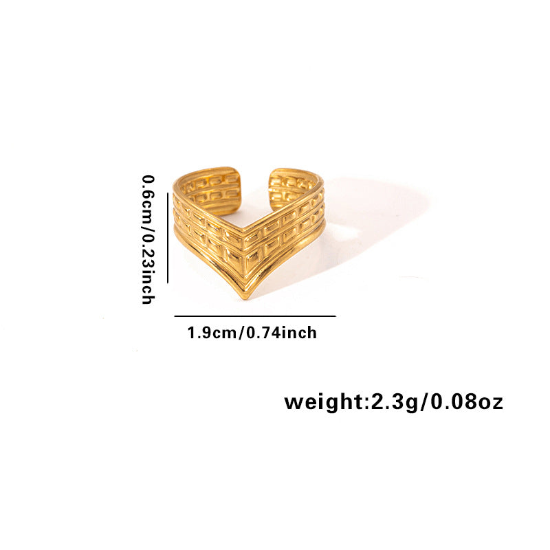 European and American fashion ins style simple titanium steel ring 18k gold-plated irregular geometric stainless steel women's jewelry hot-selling