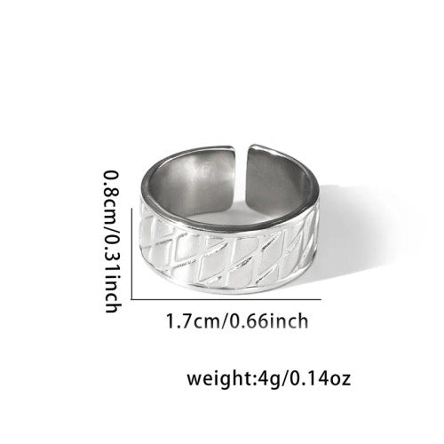 Fishtail high-end titanium steel ring fashion personality niche cross-border new palm plaid love non-fading ring