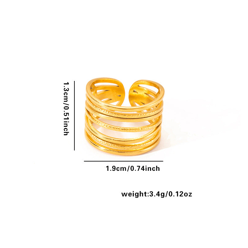 European and American fashion ins style simple titanium steel ring 18k gold-plated irregular geometric stainless steel women's jewelry hot-selling