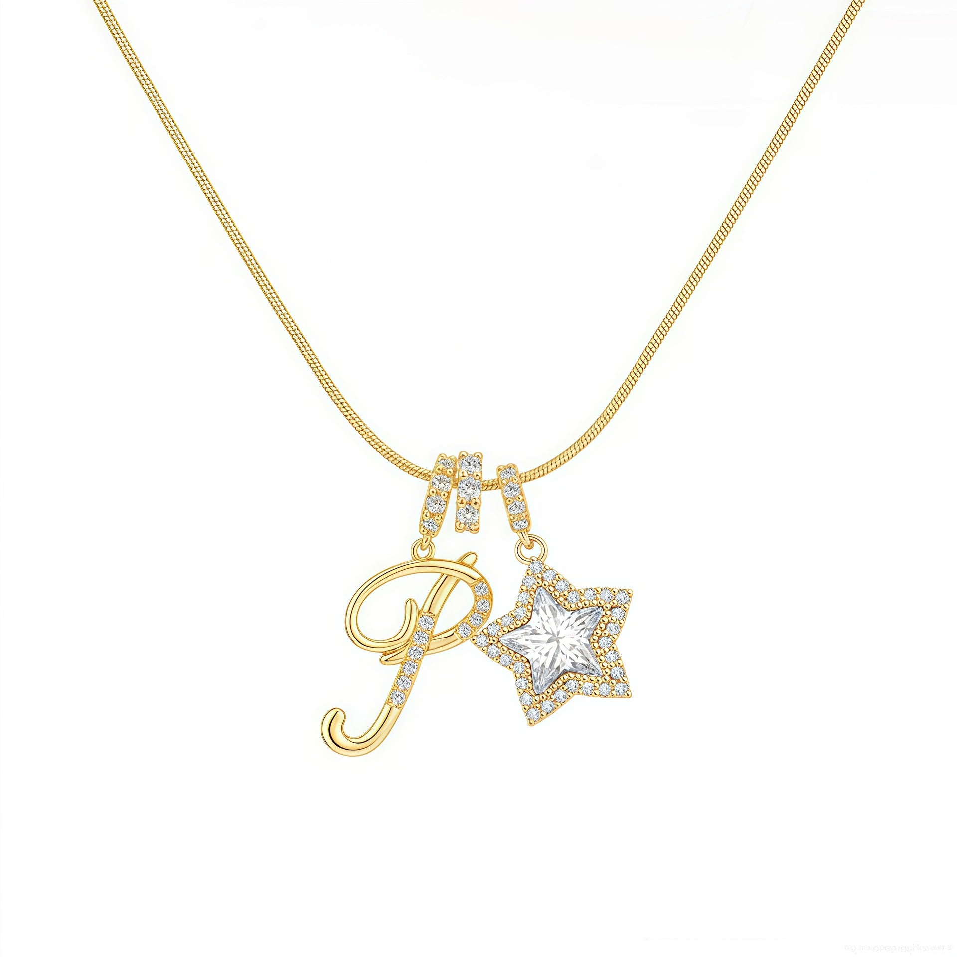 Douyin Explosive Dopamine 26 English Alphabet Snowflake Necklace Niche Premium Amazon Pinyin Jewelry Necklace