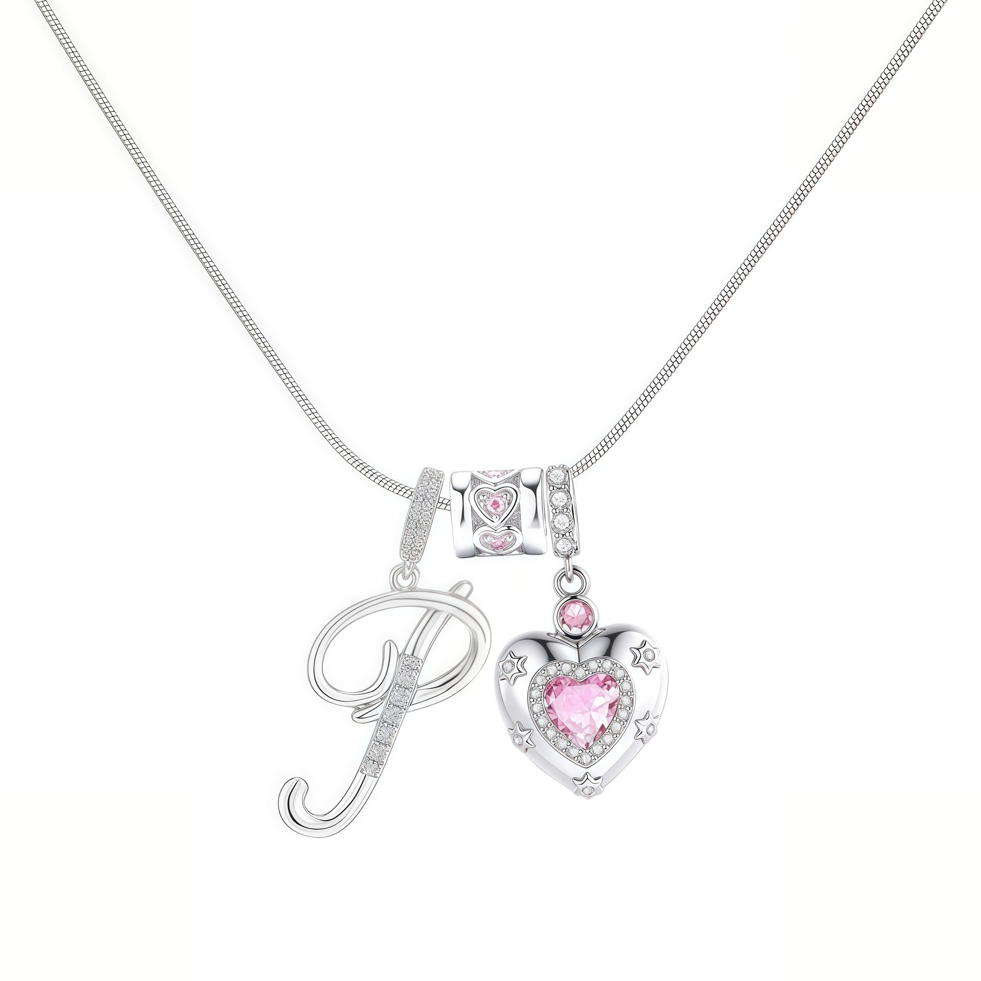 TK explosion Douyin Internet celebrity zircon love letter necklace full set of stainless steel chain high treasure color